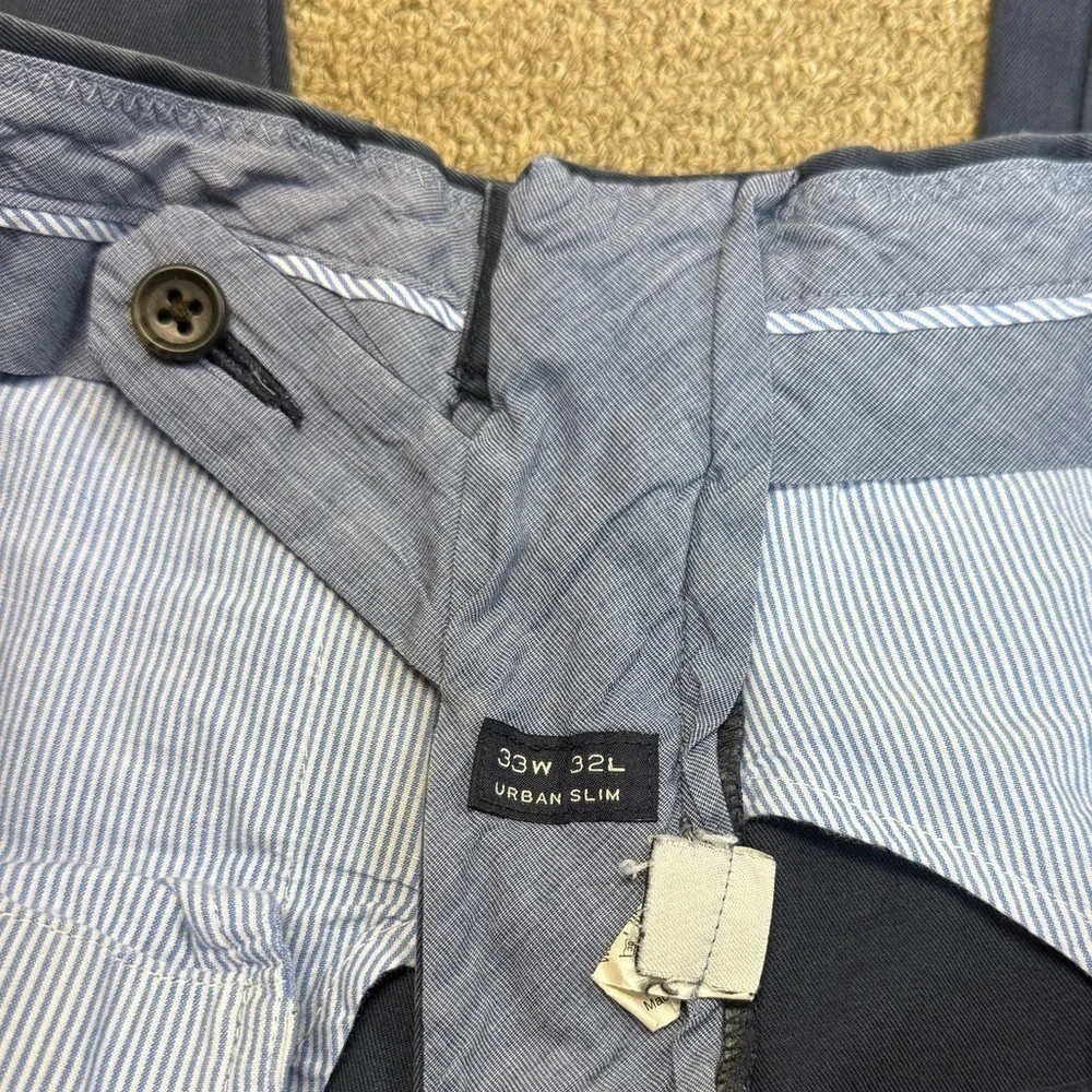 J.Crew: Men's Navy Chino Pants, Urban Slim Fit, Size 33W 32L